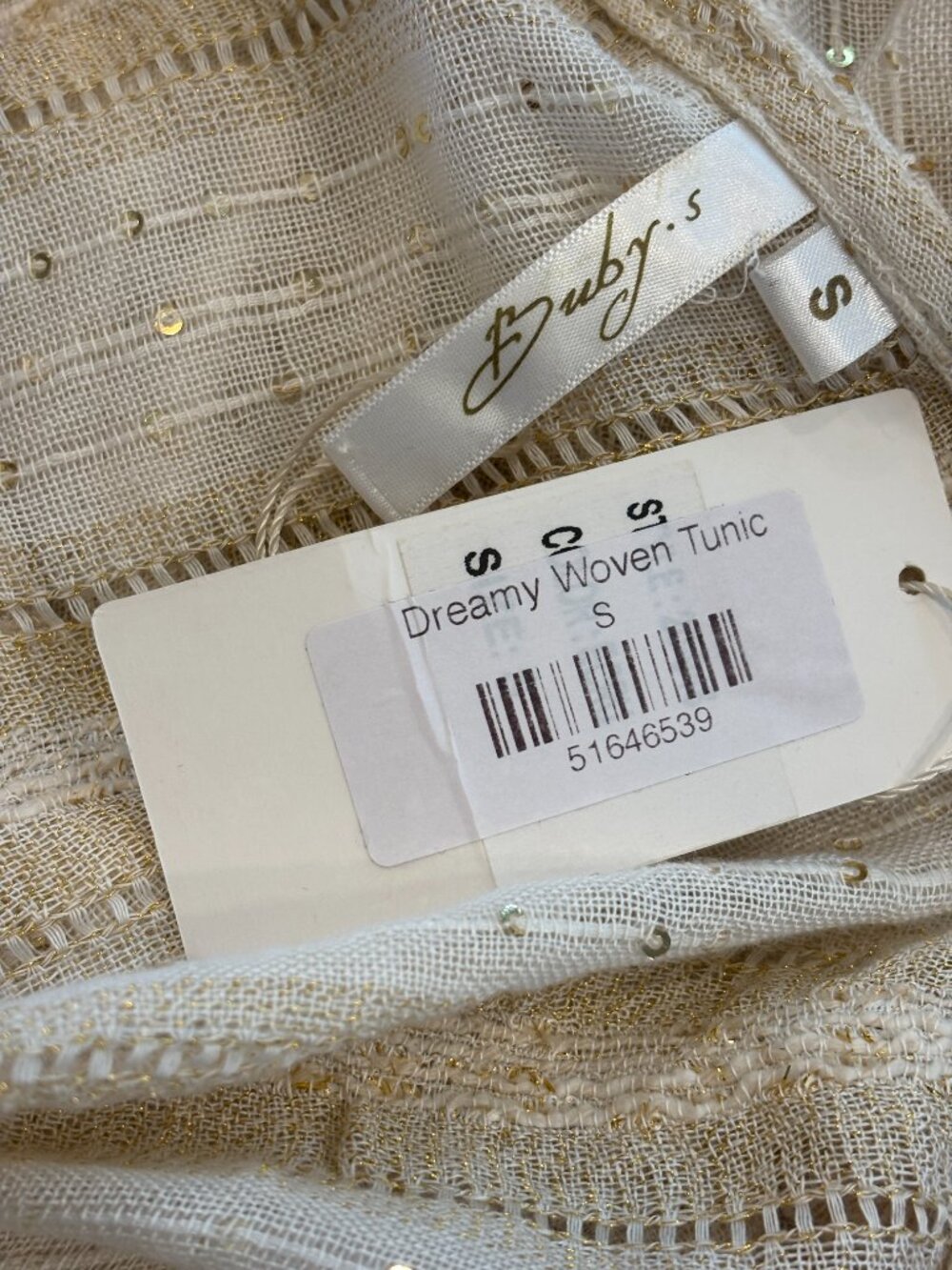 Buby.S Dreamy Woven Tassel Tunic | Ivory/Cream | Size Small | New with Tags - Picture 4 of 6